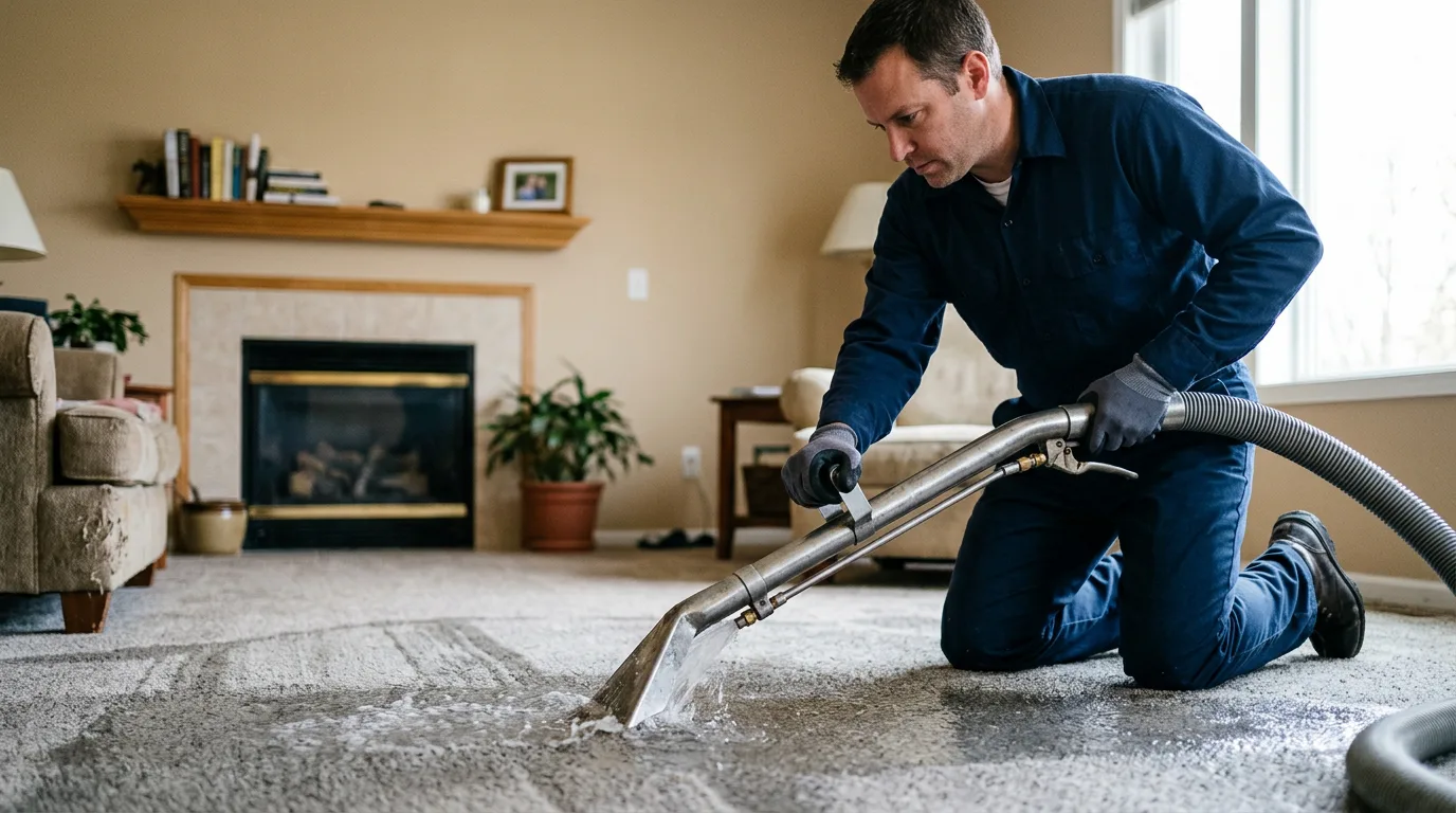 Water damage restoration technician working near Goodwin, AR